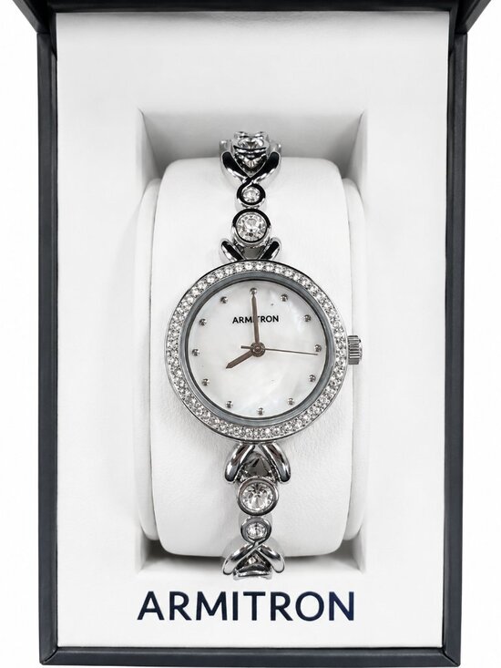 Athena Watch & Bracelet Set™ | 18mm, Blue Sunray, Silver  Armitron Women\'s Crystal Accent Watch & Matching Bracelet Set